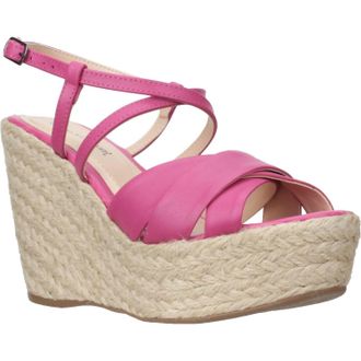 Bruno Menegatti Womens Grace Ankle Strap Wedge Leather Sandal In Fucsia