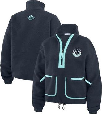 WEAR by Erin Andrews Womens WEAR by Erin Andrews Deep Sea Blue Seattle Kraken Polar Fleece Half-Zip Jacket in Navy at Nordstrom, Size X-Large