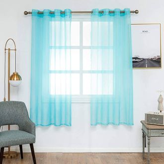 Woltu Woltu 2 Pz Voile Tenda Trasparente Drappeggio Con Occhielli Decorazione Finestra Azzurro 140x225cm,tenda Senza Cinghie