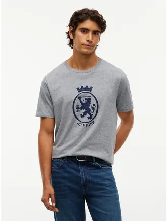 Tommy Hilfiger Mens Big Crest Logo T-Shirt - Grey Heather - XXL