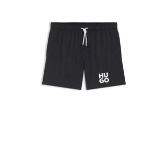 HUGO BOSS Quick-dry swim shorts with printed stacked logo