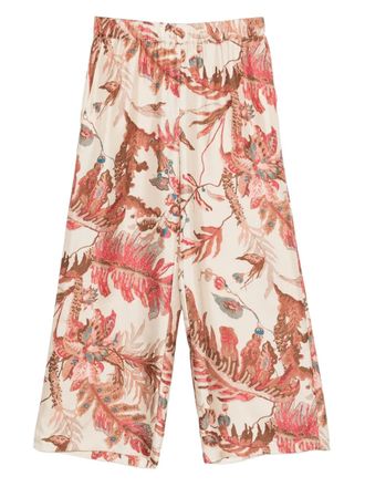 Max Mara floral-print silk trousers - women - Silk - 44 - Neutrals