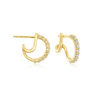 Ross-Simons Lab-Grown Diamond Double-Hoop Earrings in 18kt Gold Over Sterling