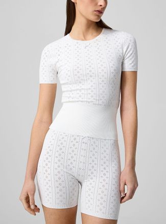 J.W.Anderson Womens Pointelle knit fitted T-shirt