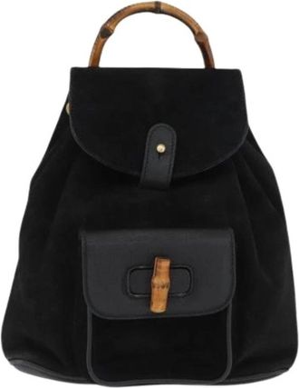 Gucci Pre-owned Bamboo Rugzak - Dames - Vintage Rugzakken - Zwart - ONE Size - Su&egrave;de - Vintage