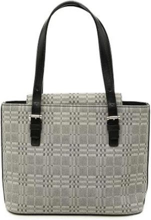 Burberry Pre-owned Canvas Tote Bag - Dames - Vintage Handtas - Grijs - ONE Size - Leer - Vintage