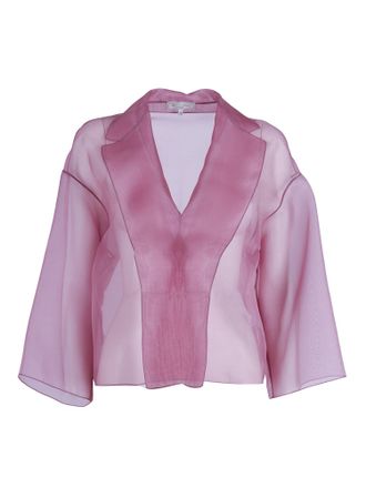 Antonelli Translucent Silk Solid Lapel Jacket