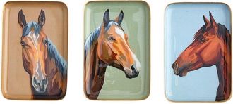 Two's Company Horse Country Set Of 3 Metal Trinket / Desk Trays