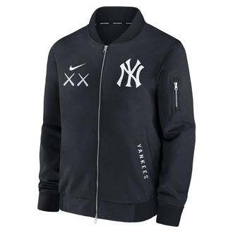 Nike New York Yankees Dugout Nike Mens x KAWS MLB Full-Zip Bomber Jacket in Blue | 02F309GMKA2-MUG