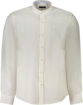 North Sails Mens Linen Band Collar Button Shirt - Ivory - Size Medium