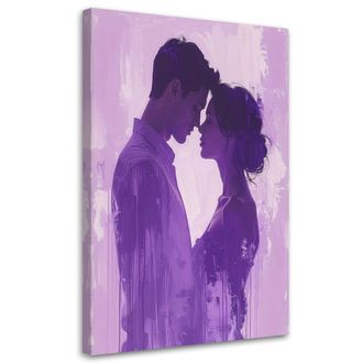 Feeby Cuadro Sobre Lienzo Hotel: Pareja Enamorada Bes&aacute;ndose Morado 70x100