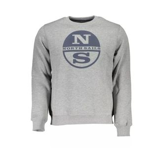 North Sails Hoodies & sweatvesten, Heren, Grijs, L, Katoen, Grijs Logo Sweatshirt Casual Stijl