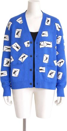 Amiri Cards Intarsia Cardigan Sweater- Blue