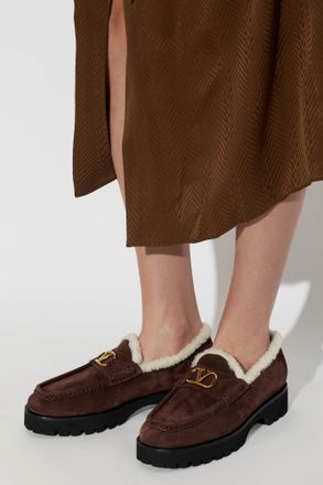 Valentino Garavani Suede Loafers, Womens, Brown