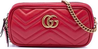 Gucci Vintage, unisex, Rood, ONE Size, Leer, Pre-owned Quilted Leather Crossbody