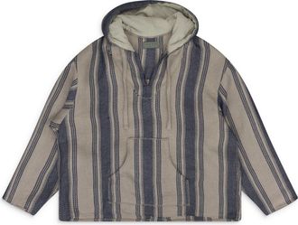 Kuro Beige Stripe Linen Mexican Parka