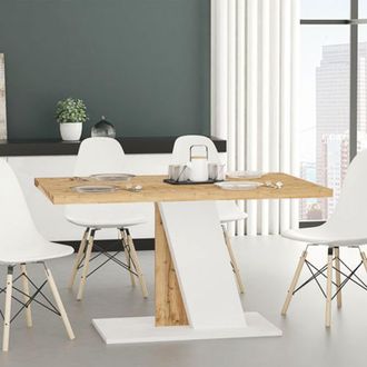 Dmora Mesa Fija Livani, 6 Plazas, Forma Rectangular, Color Estructura Roble Nudos, 138x90x76h Cm Marr&oacute;n Roble Nudos