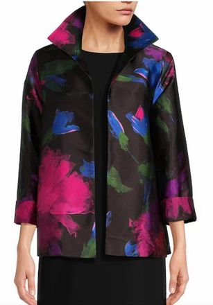 Caroline Rose Autumn Allure A-Line Jacket In Multi/black