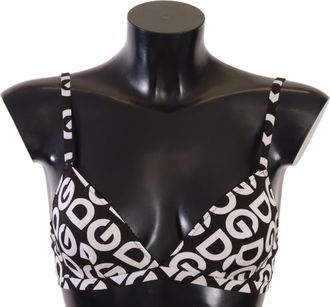 Dolce & Gabbana Womens Dg Logo Triangle Bikini Top - Black Cotton - Size Small