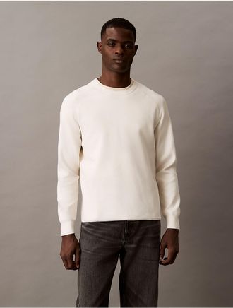 Calvin Klein Mens Tech Knit Crewneck Sweater - White - 2XL