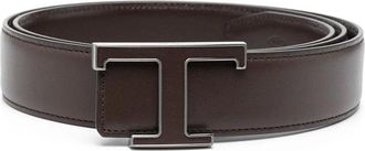 Tod's Brown Leather Logo Buckle Belt