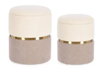 Konte Design Lote de 2 pufs de tela color crema y rosa