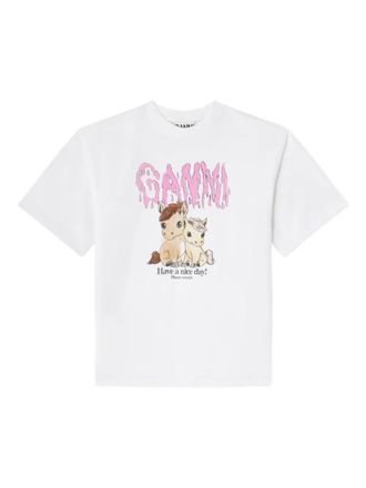 Ganni T-shirt met grafische print - Wit