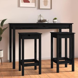 vidaXL Vidaxl - Taburetes Altos 2 Uds Madera Maciza De Pino Negro 40x40x78 Cm