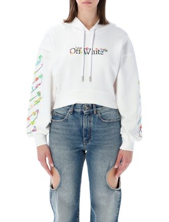 Off-white Flower Crop Floral Logo Hoodie