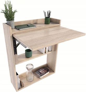 OEM Scrivania Pieghevole Da Parete In Rovere Sonoma Per Ufficio, Studio, Soggiorno, Mk