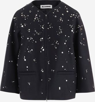 Jil Sander scheerwollen jack met metallic details