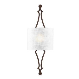 Loops Wall Light Hidden Lamp White Linen Shade Distressed Gold LeafLED E27 60W