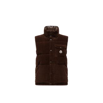 Moncler Moncler Agen Corduroy Down Vest, Men, Brown, Size: 2