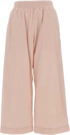 Plan C Wide Cotton Trousers with Adjustable Snap Hem