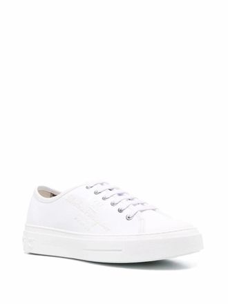 Ferragamo Canvas Low-Top Sneaker - White
