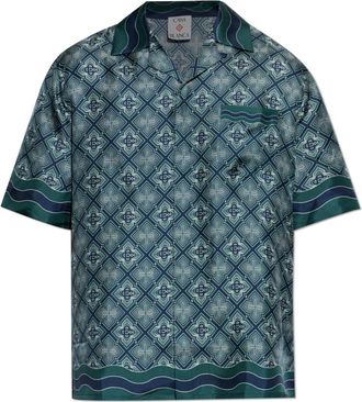 Casablanca Overhemden, Heren, Groen, M, Zijden overhemd met zak