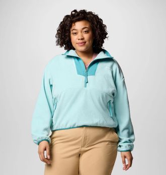 Columbia Sequoia Grove Sweatshirt Womens Teal Fleece 1/2 Zip Everyday JAX1326