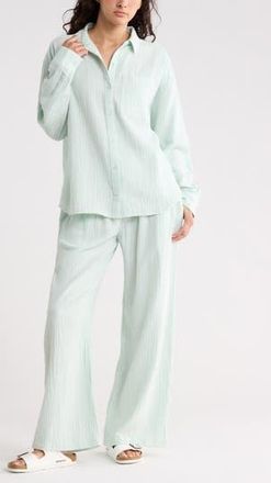 Abound Relaxed Long Sleeve Cotton Gauze Shirt in Green Joyful at Nordstrom Rack, Size Medium