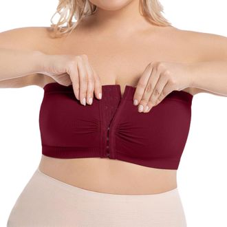 Generic Strapless Bras for Women Push up Front Fastening Plus Size Full Coverage High Support Non Wired Padded Bralette Tube Top Minimiser Breathable Wireless