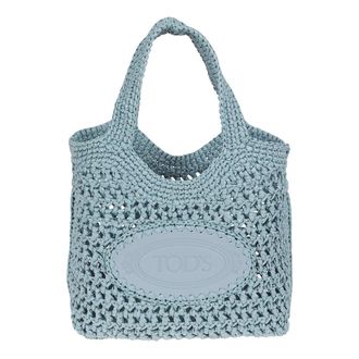 Tod's Tods, Tote Bags, female, Blue, Size: ONE SIZE Raffia Tote Bag with Handcrafted Crochet