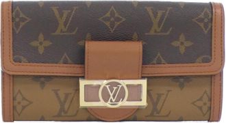 Louis Vuitton Marron Coated Canvas Long Wallet (Bi-Fold) (Pre-Owned)