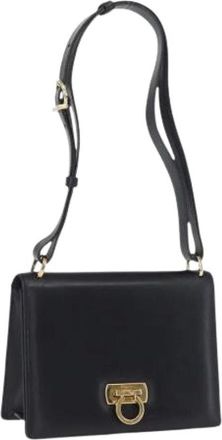 Ferragamo Pre-owned Shoulder Bags, female, Blue, Size: ONE SIZE Pre-owned Leather Shoulder Bag