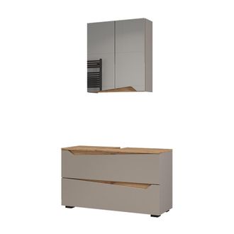 Vicco Conjunto De Muebles De Ba&ntilde;o Marelle, Gris/roble Artesanal, 2 Piezas, Vicco