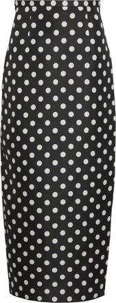 Khaite Winton Polka-dot Silk Midi Skirt - Black And White - 8 (UK12 / M)