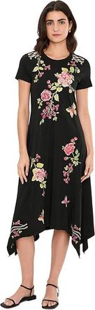 Johnny Was Handkerchief Hem Knit Dress Womens Dress Black : XL, Cotton