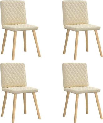 vidaXL Sillas De Comedor 4 Unidades Tela Color Crema Vidaxl