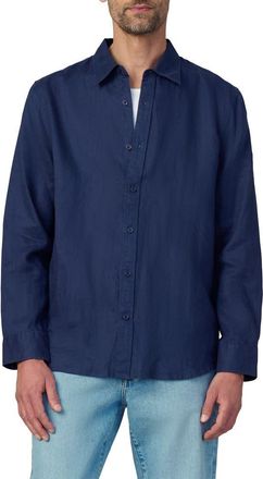 Joe's Jakob Linen Button-Up Shirt in True Navy at Nordstrom, Size X-Large