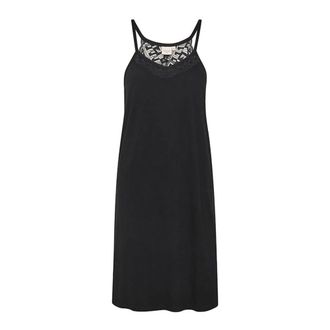 Cream Zwarte Jersey Onderjurk met Kantdetail - Dames - Jurken - Zwart - Maat: XS Jersey