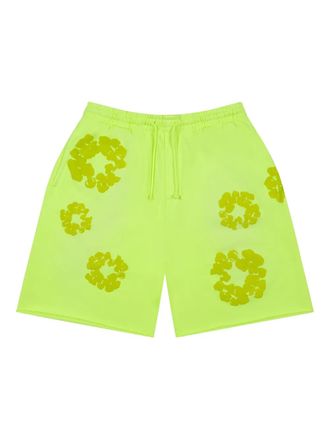 Denim Tears Mono Cotton Wreath shorts - men - Cotton - M - Green