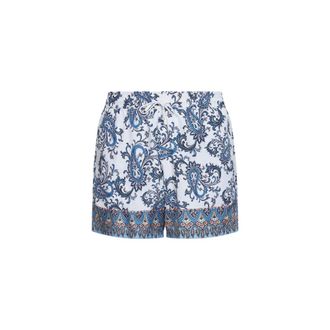 Etro Beachwear, male, Multicolor, L, Swim Shorts with Placed Leafy Paisley Print